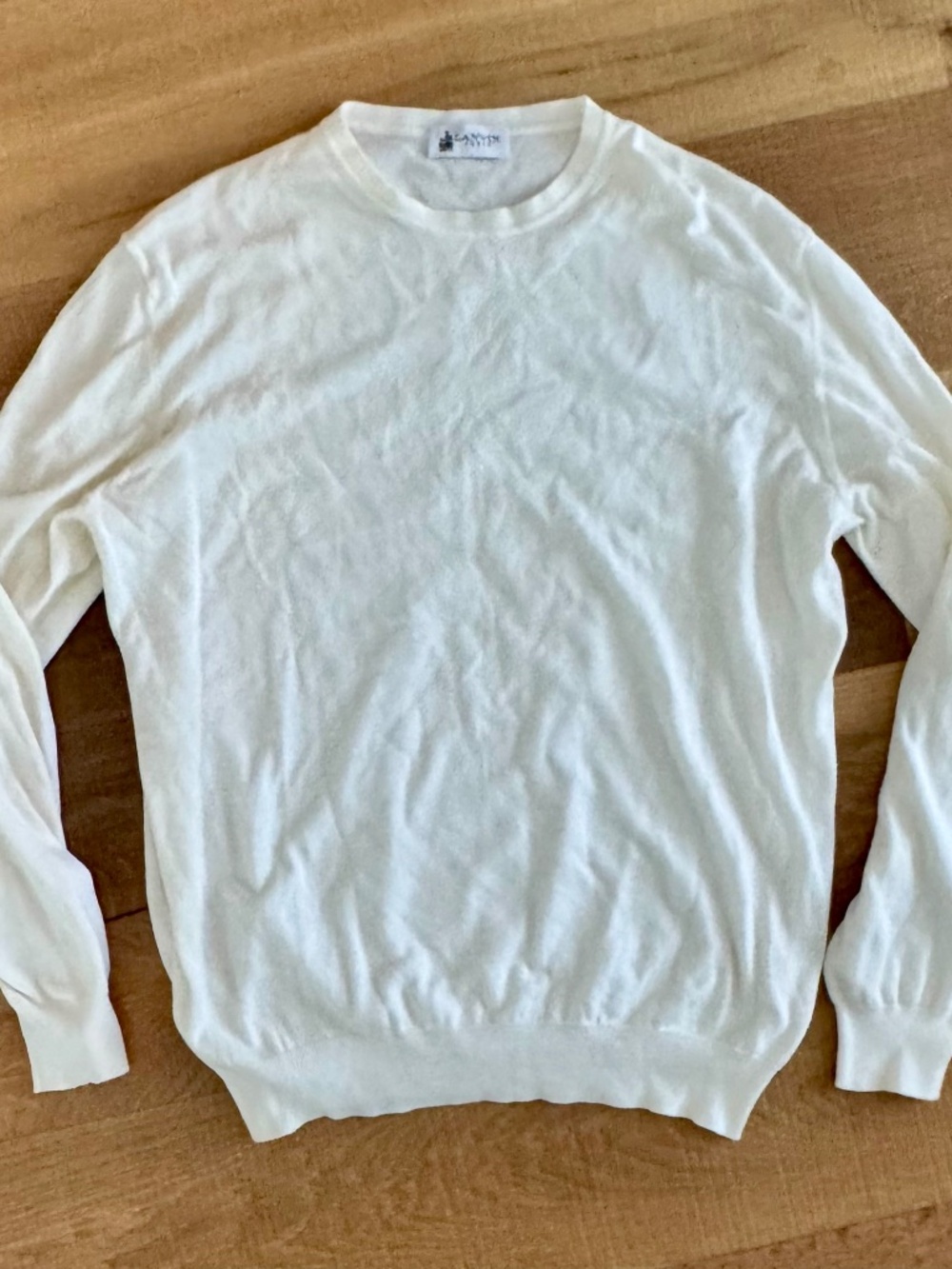 Lanvin Men’s Cream Cotton Crew Neck Sweater – Size 53 (L) – Excellent